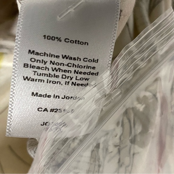 Talbots Shirt Women 20WP Beige Ruffle Button Front Cotton Floral Roll Tab Sleeve - Picture 5 of 9